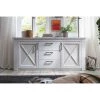LES TENDANCES Buffet 2 Portes 3 Tiroirs Mélaminé Blanc Aria