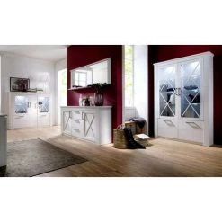 LES TENDANCES Buffet 2 Portes 3 Tiroirs Mélaminé Blanc Aria -Buffet et enfilade Soldes 47112947 5