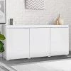IDMARKET Buffet Contemporain PORTLAND 3 Portes Blanc