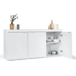 IDMARKET Buffet Contemporain PORTLAND 3 Portes Blanc -Buffet et enfilade Soldes 47138397 3