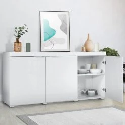 IDMARKET Buffet Contemporain PORTLAND 3 Portes Blanc -Buffet et enfilade Soldes 47138397 4