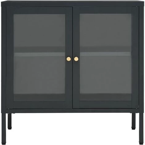 Buffet 70x35x70 Cm Acier Et Verre Anthracite VidaXL 3 Buffet 70x35x70 Cm Acier Et Verre Anthracite VidaXL – Image 3