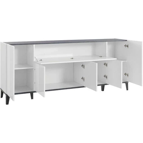 AHD AMAZING HOME DESIGN Buffet 200x40cm Design 5 Portes Compartiment Rabattable Entrée Salon Stephanie 4 AHD AMAZING HOME DESIGN Buffet 200x40cm Design 5 Portes Compartiment Rabattable Entrée Salon Stephanie – Image 4