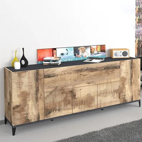 AHD AMAZING HOME DESIGN Buffet 5 Porte Battantes 1 Compartiment Rabattable 200x40cm Stephanie Report 1 AHD AMAZING HOME DESIGN Buffet 5 Porte Battantes 1 Compartiment Rabattable 200x40cm Stephanie Report