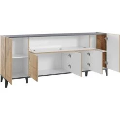 AHD AMAZING HOME DESIGN Buffet 5 Porte Battantes 1 Compartiment Rabattable 200x40cm Stephanie Report 8 AHD AMAZING HOME DESIGN Buffet 5 Porte Battantes 1 Compartiment Rabattable 200x40cm Stephanie Report -Buffet et enfilade Soldes 47249124 4