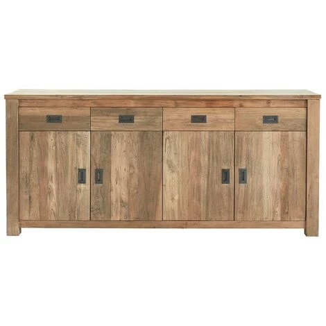 BOIS DESSUS BOIS DESSOUS Buffet En Bois De Teck Recyclé 4 Portes 4 Tiroirs - Naturel 2 BOIS DESSUS BOIS DESSOUS Buffet En Bois De Teck Recyclé 4 Portes 4 Tiroirs - Naturel – Image 2