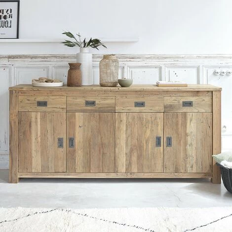 BOIS DESSUS BOIS DESSOUS Buffet En Bois De Teck Recyclé 4 Portes 4 Tiroirs - Naturel 3 BOIS DESSUS BOIS DESSOUS Buffet En Bois De Teck Recyclé 4 Portes 4 Tiroirs - Naturel – Image 3