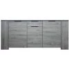 ALTOBUY RYKI - Buffet 3 Portes 1 Tiroir Façades Effet Bois Grisé - Gris