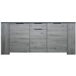 ALTOBUY RYKI - Buffet 3 Portes 1 Tiroir Façades Effet Bois Grisé - Gris