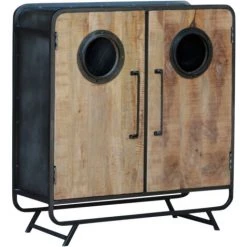 MADE IN MEUBLES Petit Buffet En Bois De Manguier Nautilus - Noir