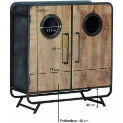 MADE IN MEUBLES Petit Buffet En Bois De Manguier Nautilus - Noir -Buffet et enfilade Soldes 47373053 3