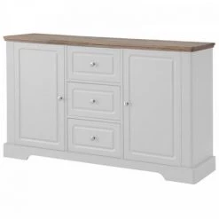 DANSMAMAISON Buffet 2 Portes 3 Tiroirs Blanc/Chêne - DUNE - L 138 X L 39 X H 83 Cm - Blanc 6 DANSMAMAISON Buffet 2 Portes 3 Tiroirs Blanc/Chêne - DUNE - L 138 X L 39 X H 83 Cm - Blanc -Buffet et enfilade Soldes 47386132 2