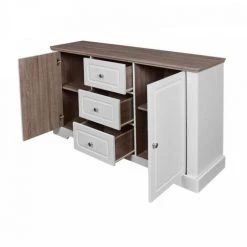 DANSMAMAISON Buffet 2 Portes 3 Tiroirs Blanc/Chêne - DUNE - L 138 X L 39 X H 83 Cm - Blanc 7 DANSMAMAISON Buffet 2 Portes 3 Tiroirs Blanc/Chêne - DUNE - L 138 X L 39 X H 83 Cm - Blanc -Buffet et enfilade Soldes 47386132 3