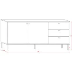 Meuble Buffet En Bois Coloris Noir Mat / Chêne Wotan - L.164 X P.42 X H.75 Cm -PEGANE- 7 Meuble Buffet En Bois Coloris Noir Mat / Chêne Wotan - L.164 X P.42 X H.75 Cm -PEGANE- -Buffet et enfilade Soldes 47399504 4