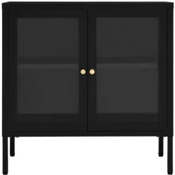 VidaXL Buffet 70x35x70 Cm Acier Et Verre Noir - Noir -Buffet et enfilade Soldes 47435959 3