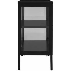VidaXL Buffet 70x35x70 Cm Acier Et Verre Noir - Noir -Buffet et enfilade Soldes 47435959 4