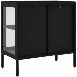 VidaXL Buffet 70x35x70 Cm Acier Et Verre Noir - Noir -Buffet et enfilade Soldes 47435959 5