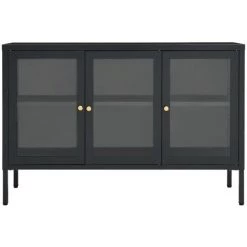 Buffet 105x35x70 Cm Acier Et Verre Anthracite VidaXL -Buffet et enfilade Soldes 47435962 3