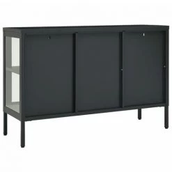 Buffet 105x35x70 Cm Acier Et Verre Anthracite VidaXL -Buffet et enfilade Soldes 47435962 5