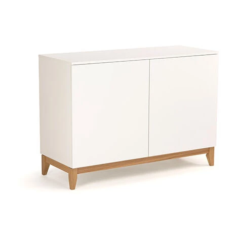 WOODMAN Buffet 2 Portes 120x48x85 Cm Décor Blanc Et Chêne - TORVA 1 WOODMAN Buffet 2 Portes 120x48x85 Cm Décor Blanc Et Chêne - TORVA