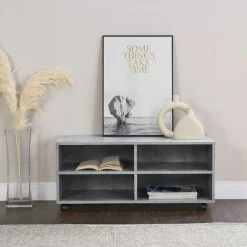 Meuble De Rangement à Roulettes Gränne 90 X 35 X 41 Cm Effet Béton [en.casa]