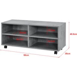 Meuble De Rangement à Roulettes Gränne 90 X 35 X 41 Cm Effet Béton [en.casa] -Buffet et enfilade Soldes 47559267 3