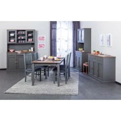 LES TENDANCES Vaisselier 5 Portes 3 Tiroirs Pin Massif Gris Luza -Buffet et enfilade Soldes 47595073 3