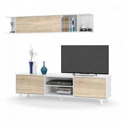 DANSMAMAISON Séjour Complet Blanc Brillant/Chêne Clair - STOCKTON - Meuble TV : L 180 X L 41 X H 51 / Etagère Murale : L 180 X L 25 X H 35 Cm / Buffet : L 154 X L 41 X H 75 Cm / Table Basse : L 100 X L 68 X H 41 Cm - Bois Clair 8 DANSMAMAISON Séjour Complet Blanc Brillant/Chêne Clair - STOCKTON - Meuble TV : L 180 X L 41 X H 51 / Etagère Murale : L 180 X L 25 X H 35 Cm / Buffet : L 154 X L 41 X H 75 Cm / Table Basse : L 100 X L 68 X H 41 Cm - Bois Clair -Buffet et enfilade Soldes 47608606 4