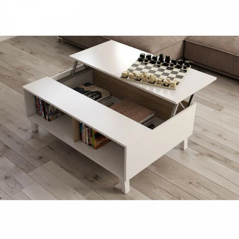 DANSMAMAISON Séjour Complet Blanc Brillant/Chêne Clair - STOCKTON - Meuble TV : L 180 X L 41 X H 51 / Etagère Murale : L 180 X L 25 X H 35 Cm / Buffet : L 154 X L 41 X H 75 Cm / Table Basse : L 100 X L 68 X H 41 Cm - Bois Clair 5 DANSMAMAISON Séjour Complet Blanc Brillant/Chêne Clair - STOCKTON - Meuble TV : L 180 X L 41 X H 51 / Etagère Murale : L 180 X L 25 X H 35 Cm / Buffet : L 154 X L 41 X H 75 Cm / Table Basse : L 100 X L 68 X H 41 Cm - Bois Clair – Image 5