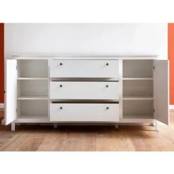 LES TENDANCES Buffet 2 Portes 3 Tiroirs Mélaminé Blanc Leone -Buffet et enfilade Soldes 47732893 3