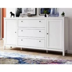 LES TENDANCES Buffet 2 Portes 3 Tiroirs Mélaminé Blanc Leone -Buffet et enfilade Soldes 47732893 5