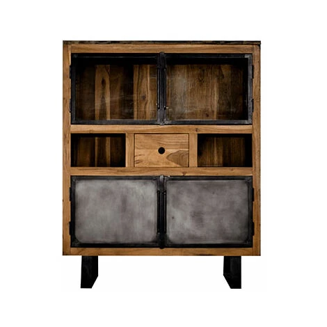 M-S Buffet 4 Portes 1 Tiroir 120x40x150 Cm En Acacia Vernis - KANTE 1 M-S Buffet 4 Portes 1 Tiroir 120x40x150 Cm En Acacia Vernis - KANTE