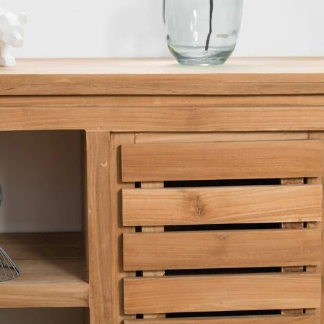 WANDA COLLECTION Meuble Bas De Rangement En Teck Massif 120 Cm - Marron 4 WANDA COLLECTION Meuble Bas De Rangement En Teck Massif 120 Cm - Marron – Image 4