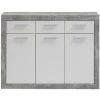 Buffet Avec 3 Portes Et 3 Tiroirs L117 Cm - Turbo - Calicosy - Gris Béton - Gris Béton