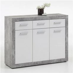 Buffet Avec 3 Portes Et 3 Tiroirs L117 Cm - Turbo - Calicosy - Gris Béton - Gris Béton -Buffet et enfilade Soldes 47981004 3