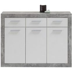 Buffet Avec 3 Portes Et 3 Tiroirs L117 Cm - Turbo - Calicosy - Gris Béton - Gris Béton -Buffet et enfilade Soldes 47981004 4