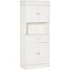 HOMCOM Armoire De Cuisine Contemporaine Multi-rangement 4 Portes Tiroir Coulissant Et Grand Plateau Dim. 74L X 39l X 183H Cm Panneaux Particules MDF Blanc