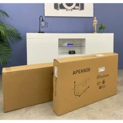 DESIGN AMEUBLEMENT Buffet Bahut 3 Portes Avec LED | 150 X 80 X 40cm | Couleur Noir Mate | Meuble De Rangement | Modèle NATOLIA - Noir -Buffet et enfilade Soldes 48177380 5