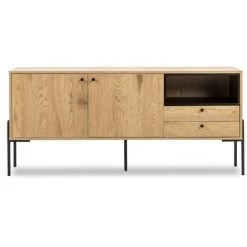 DECO IN PARIS Buffet En Enfilade 2 Portes 2 Tiroirs En Bois Clair Et Métal Noir SOHANE - Bois Clair -Buffet et enfilade Soldes 48313632 3