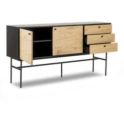 DECO IN PARIS Buffet Enfilade 3 Tiroirs 2 Portes En Bois Et Métal Noir DARYL - Bois Noir -Buffet et enfilade Soldes 48313640 3