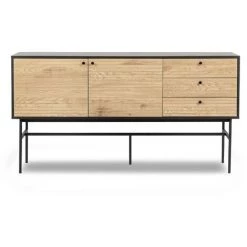 DECO IN PARIS Buffet Enfilade 3 Tiroirs 2 Portes En Bois Et Métal Noir DARYL - Bois Noir -Buffet et enfilade Soldes 48313640 4