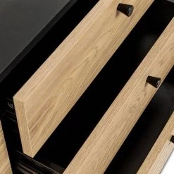 DECO IN PARIS Buffet Enfilade 3 Tiroirs 2 Portes En Bois Et Métal Noir DARYL - Bois Noir -Buffet et enfilade Soldes 48313640 5