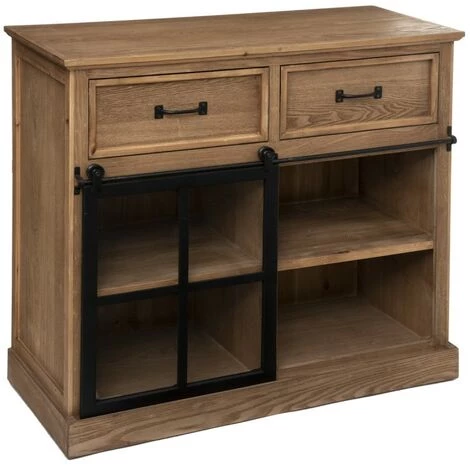 Buffet 1 Porte Vitrée 2 Tiroirs Danik Bois Atmosphera - Naturel - Naturel Et Noir 1 Buffet 1 Porte Vitrée 2 Tiroirs Danik Bois Atmosphera - Naturel - Naturel Et Noir