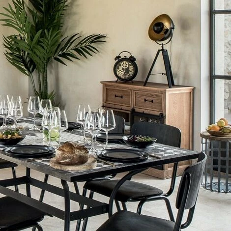 Buffet 1 Porte Vitrée 2 Tiroirs Danik Bois Atmosphera - Naturel - Naturel Et Noir 2 Buffet 1 Porte Vitrée 2 Tiroirs Danik Bois Atmosphera - Naturel - Naturel Et Noir – Image 2