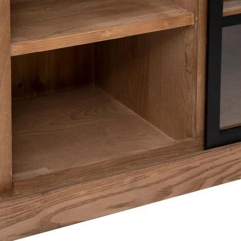 Buffet 1 Porte Vitrée 2 Tiroirs Danik Bois Atmosphera - Naturel - Naturel Et Noir 5 Buffet 1 Porte Vitrée 2 Tiroirs Danik Bois Atmosphera - Naturel - Naturel Et Noir – Image 5