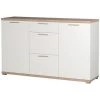 Buffet De 3 Tiroirs Et 2 Portes En Bois Coloris Blanc/chêne Sanremo Repro - Dim : L144 X H88 X P40 Cm -PEGANE-