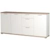 Buffet De 3 Tiroirs Et 3 Portes En Aggloméré Coloris Blanc/chêne Sanremo Repro - Dim : L192 X H88 X P40cm -PEGANE-