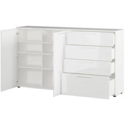 Buffet Coloris Blanc En Mélamine - 186 X 107 X 40 Cm -PEGANE- -Buffet et enfilade Soldes 48813742 3