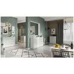 Buffet Coloris Blanc En Mélamine - 186 X 107 X 40 Cm -PEGANE- -Buffet et enfilade Soldes 48813742 4