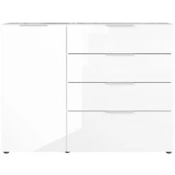 Buffet Avec 4 Tiroirs Et 1 Porte Coloris Blanc - Longueur 134 X Hauteur 102 X Profondeur 42 Cm -PEGANE- -Buffet et enfilade Soldes 48813774 3